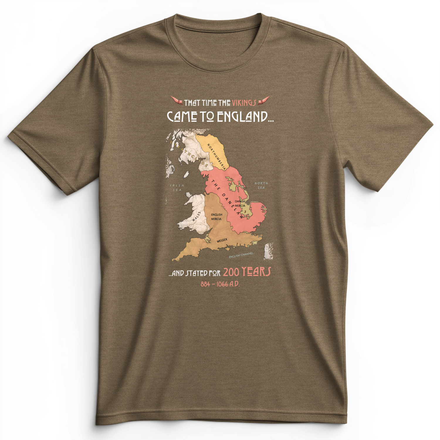 Vikings In England Premium Tee Heather Olive / S