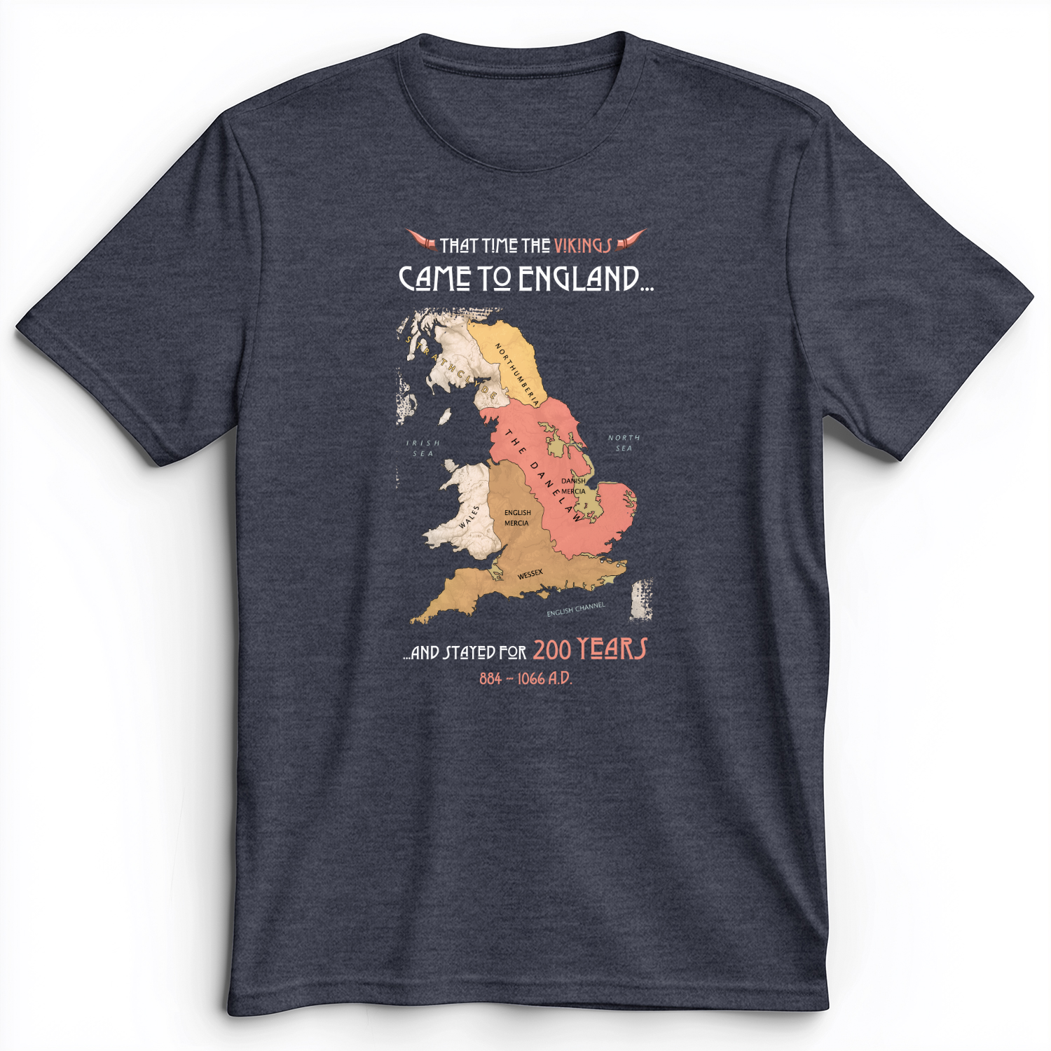 Vikings In England Premium Tee Heather Navy / S