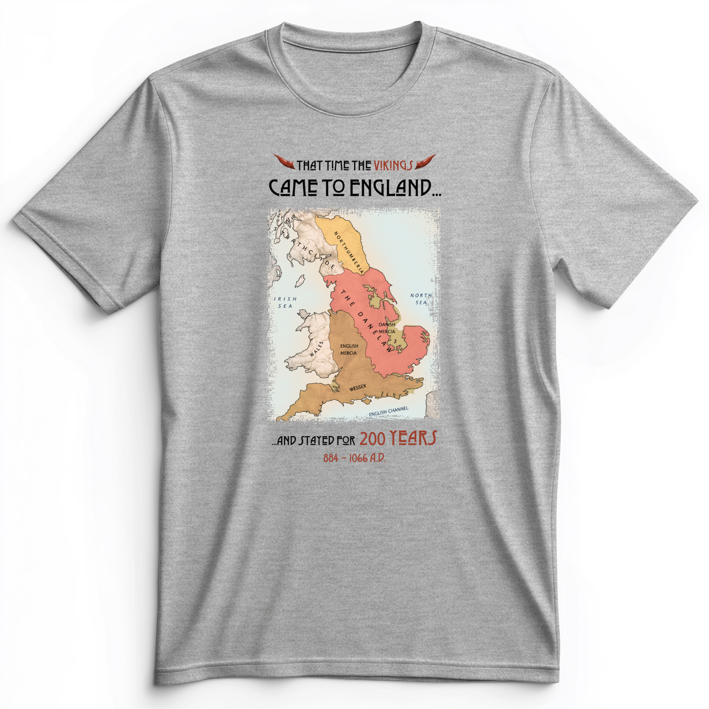 Vikings In England Premium Tee Athletic Heather / S