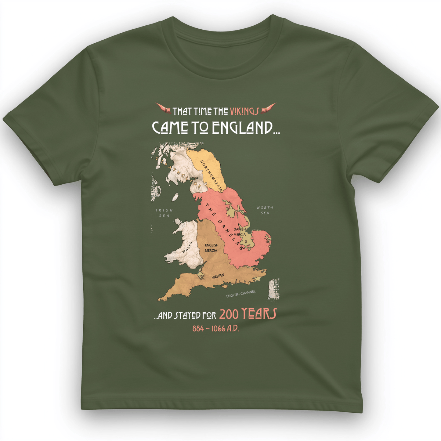 Vikings In England T-Shirt Military Green / S
