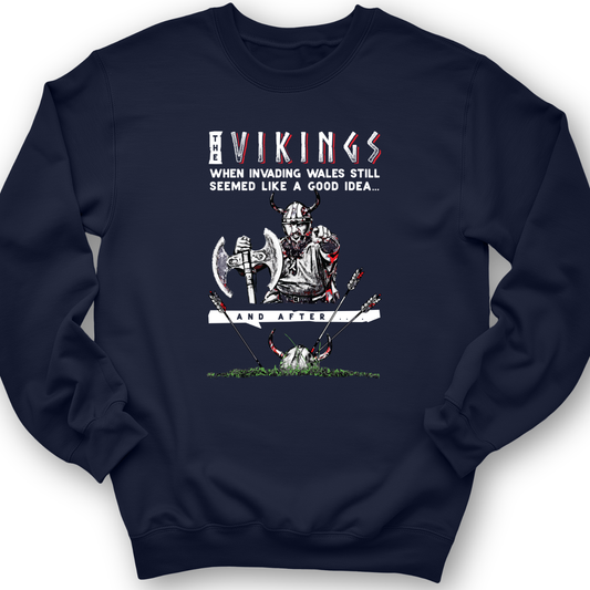 Vikings Never Defeated Wales Crewneck Navy / S