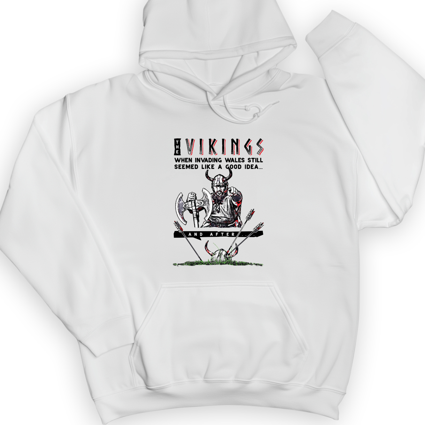 Vikings Never Defeated Wales Hoodie White / S