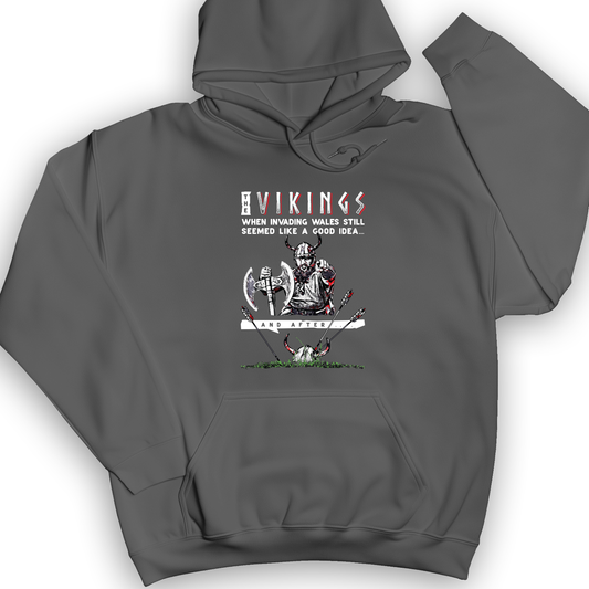 Vikings Never Defeated Wales Hoodie Charcoal / S