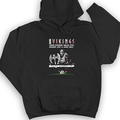 Vikings Never Defeated Wales Hoodie Black / S