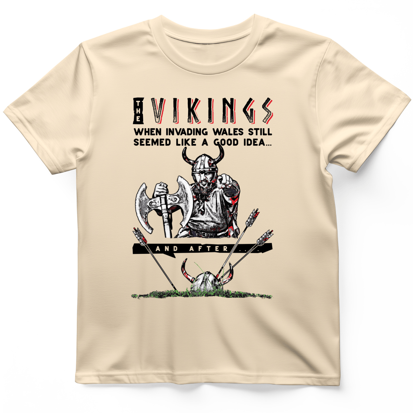Vikings Never Defeated Wales T-Shirt Natural / S
