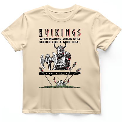 Vikings Never Defeated Wales T-Shirt Natural / S