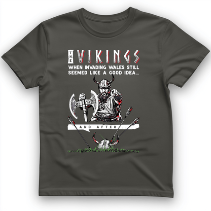 Vikings Never Defeated Wales T-Shirt Charcoal / S