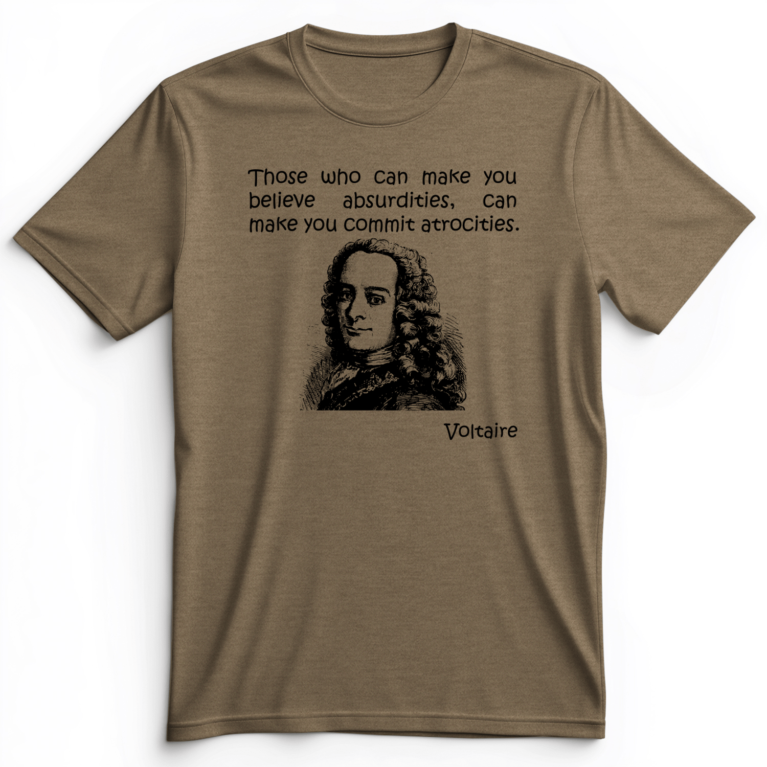 Voltaire Absurdities Premium Tee Heather Olive / S