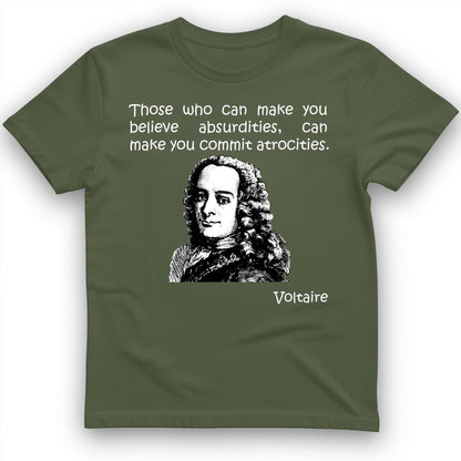 Voltaire Absurdities T-Shirt Military Green / S