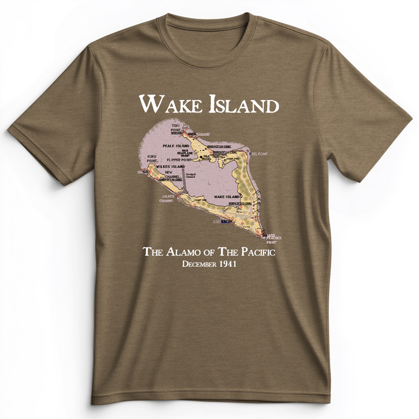 Wake Island Premium Tee Heather Olive / S
