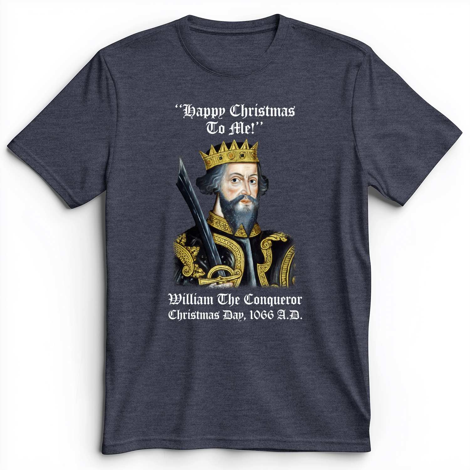 William the Conqueror Crowned Premium Tee Heather Navy / S