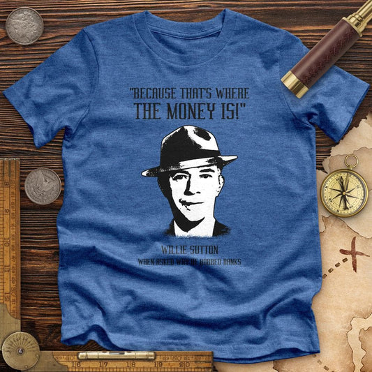 Willie Sutton Premium Quality Tee Heather True Royal / S