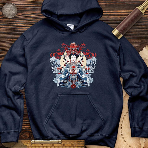 Woman Holding an Ornament Hoodie Navy / S