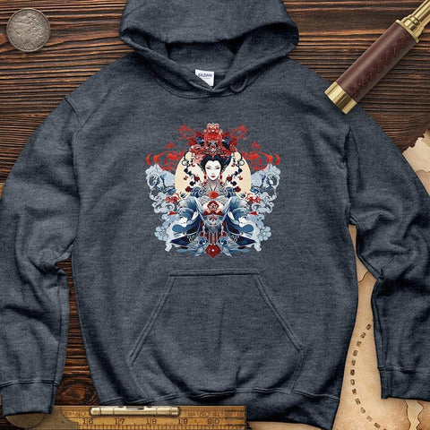 Woman Holding an Ornament Hoodie Heather Navy / S