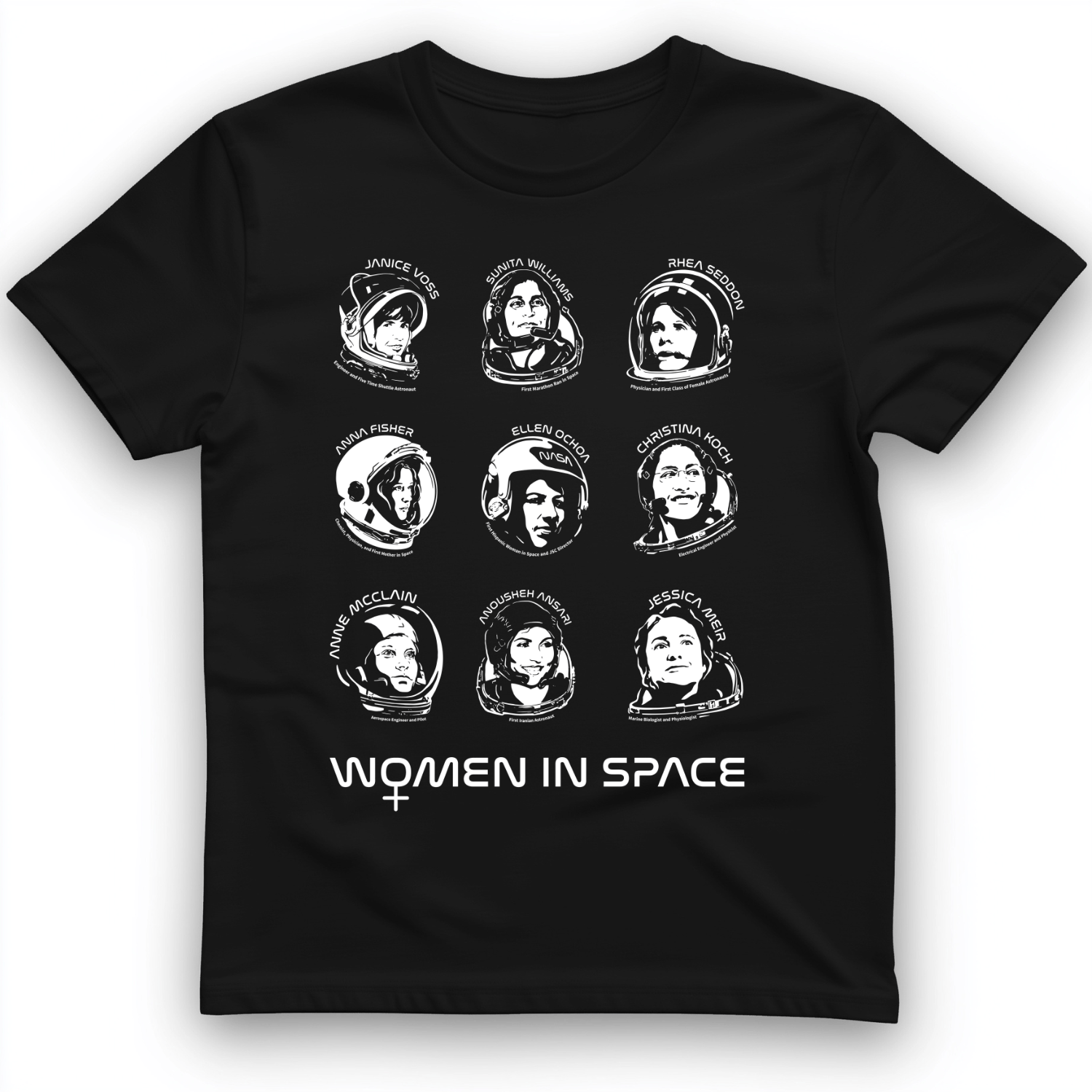 Women in Space T-Shirt Black / S