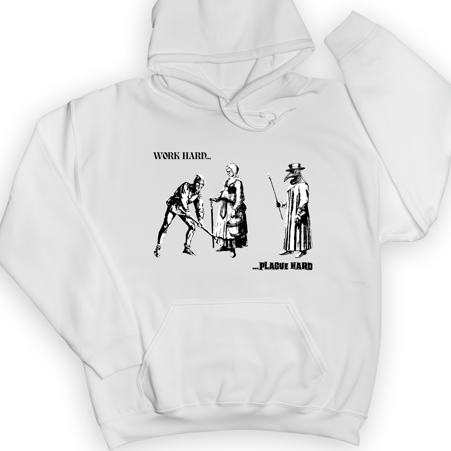 Work Hard Plague Hard Hoodie White / S