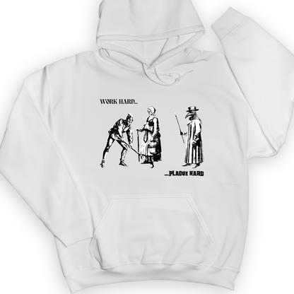 Work Hard Plague Hard Hoodie White / S