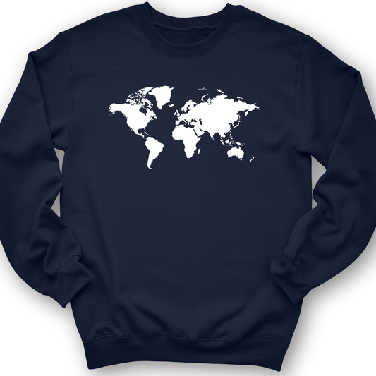 World Map Crewneck Navy / S
