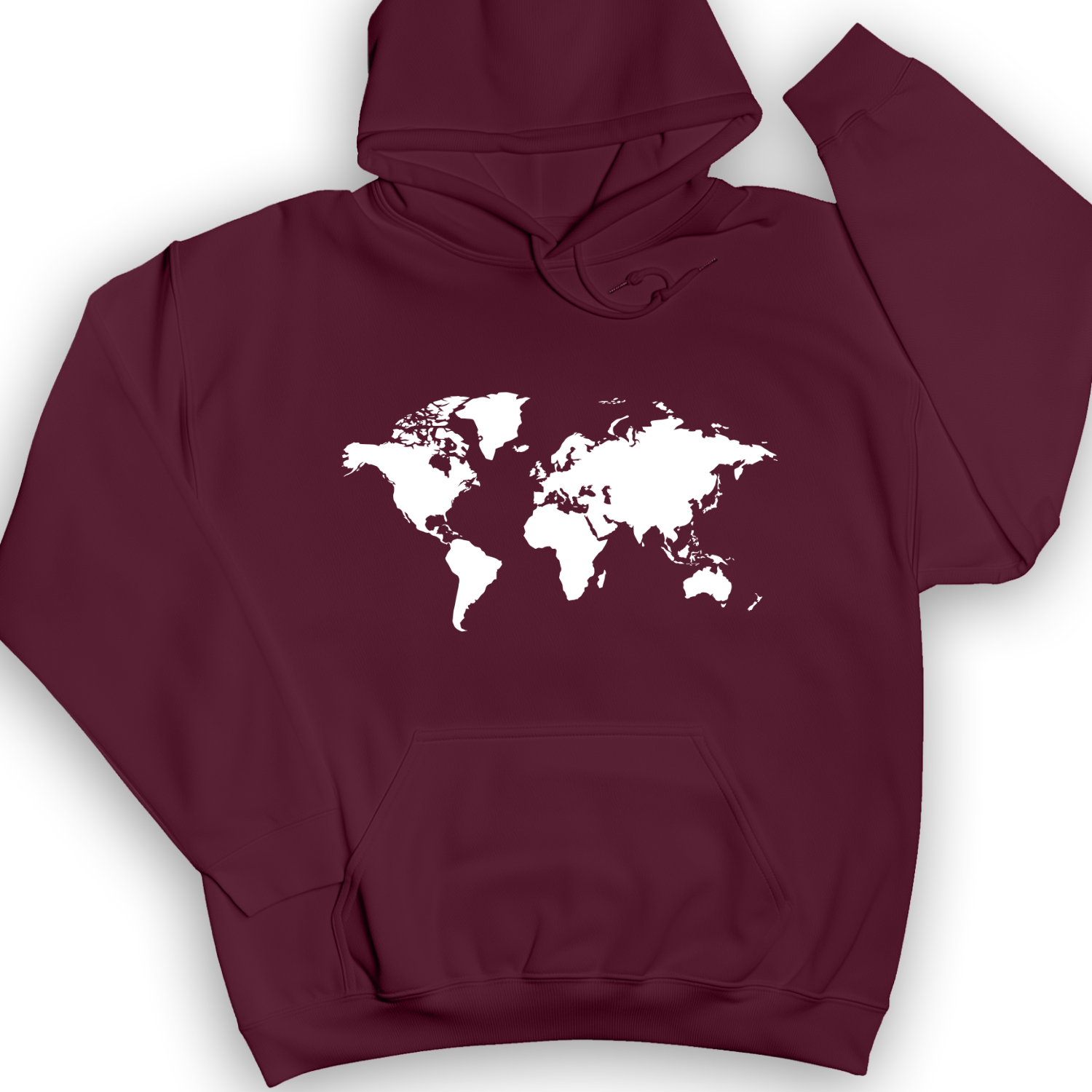 World Map Hoodie Maroon / S