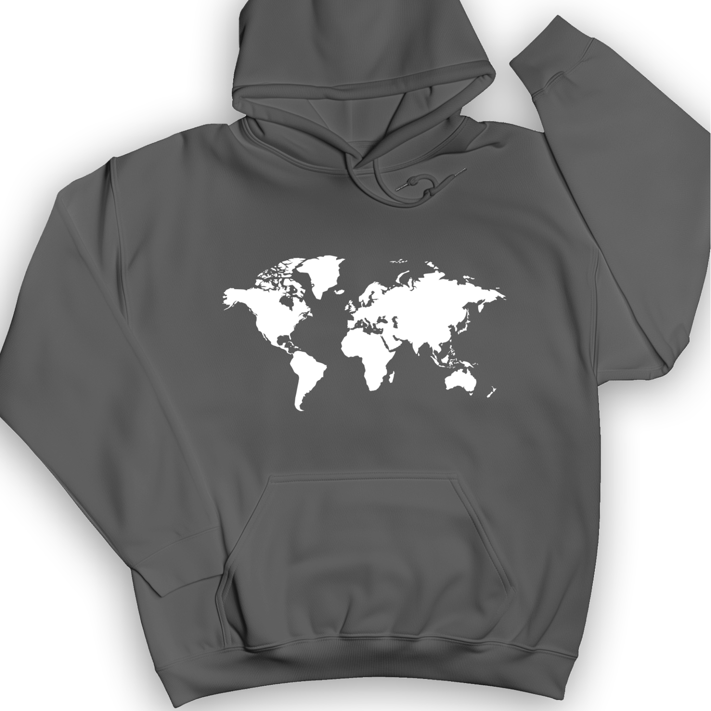 World Map Hoodie Charcoal / S