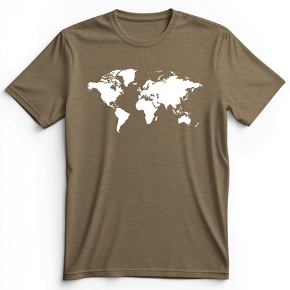 World Map Premium Tee Heather Olive / S