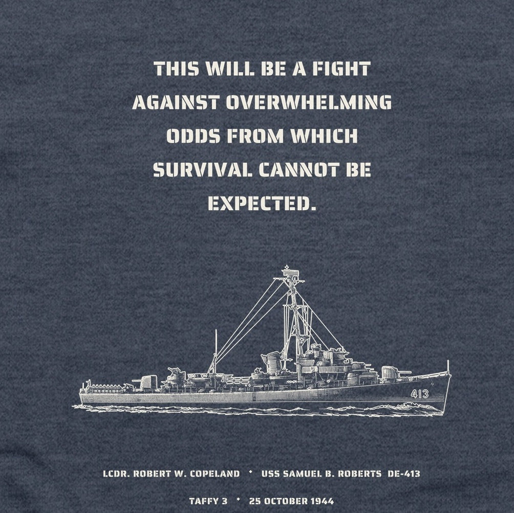 USS Samuel B. Roberts - Last Stand off Samar T-Shirt — print detail close-up