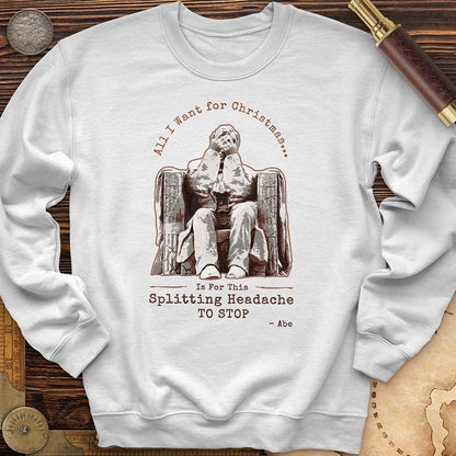 Abe Lincoln Christmas Crewneck White / S