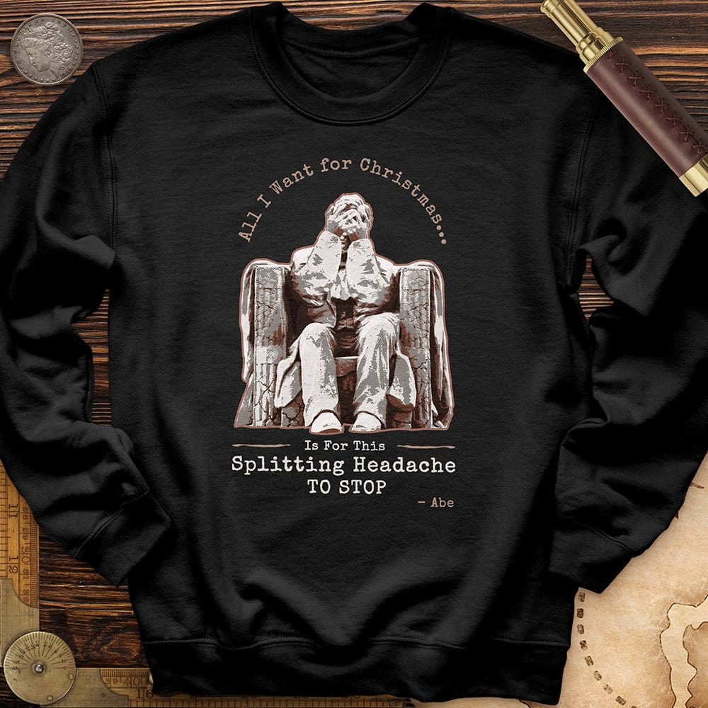 Abe Lincoln Christmas Crewneck Black / S