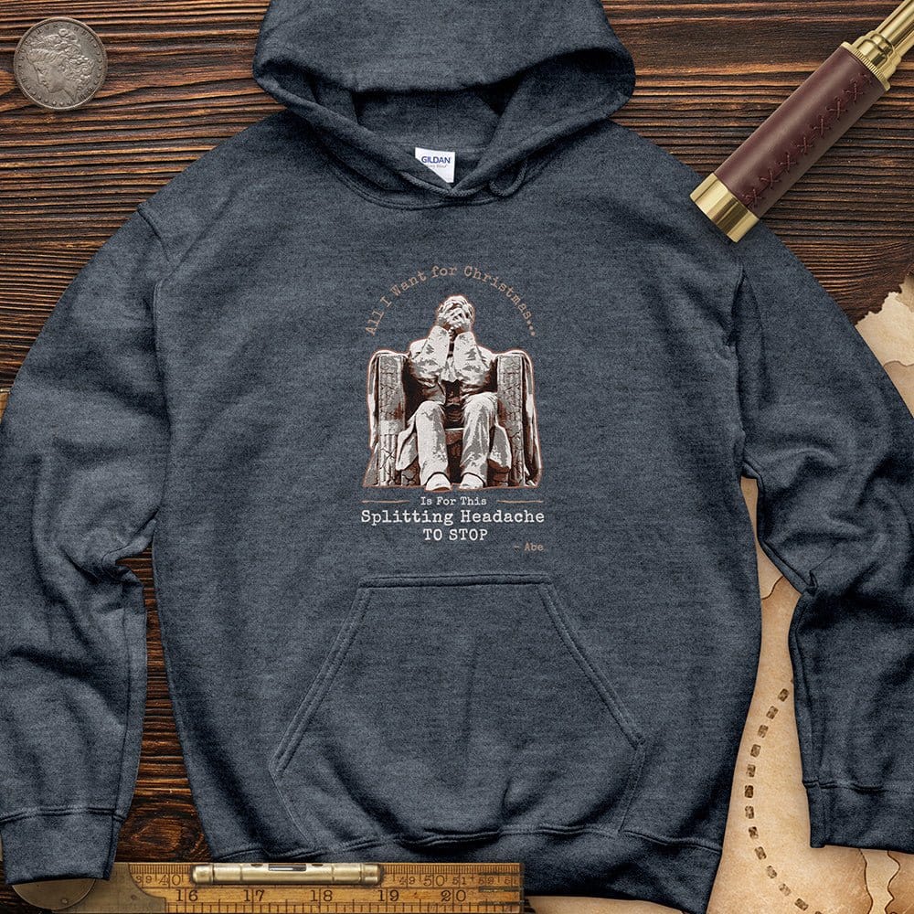 Abe Lincoln Christmas Hoodie Heather Navy / S
