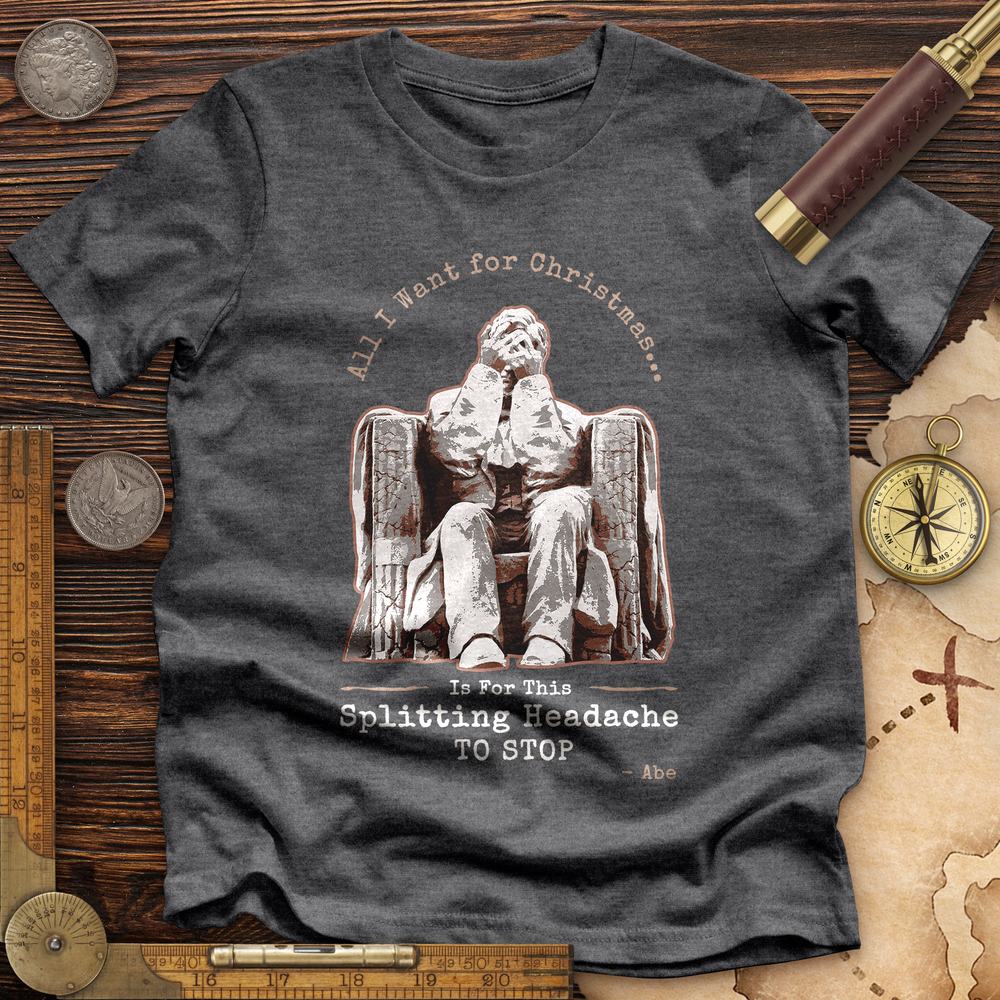Abe Lincoln Christmas Premium Quality Tee Dark Grey Heather / S