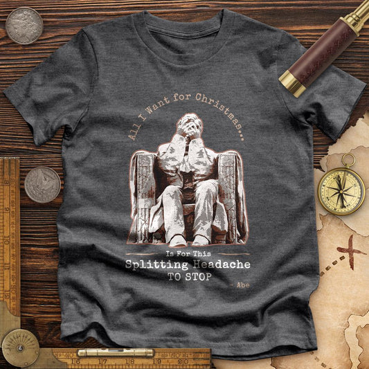 Abe Lincoln Christmas Premium Quality Tee Dark Grey Heather / S
