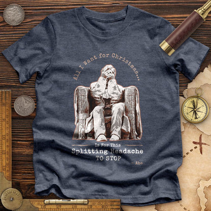 Abe Lincoln Christmas Premium Quality Tee Heather Navy / S