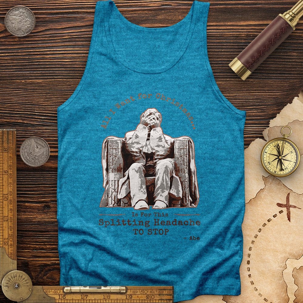 Abe Lincoln Christmas Tank Aqua TriBlend / XS