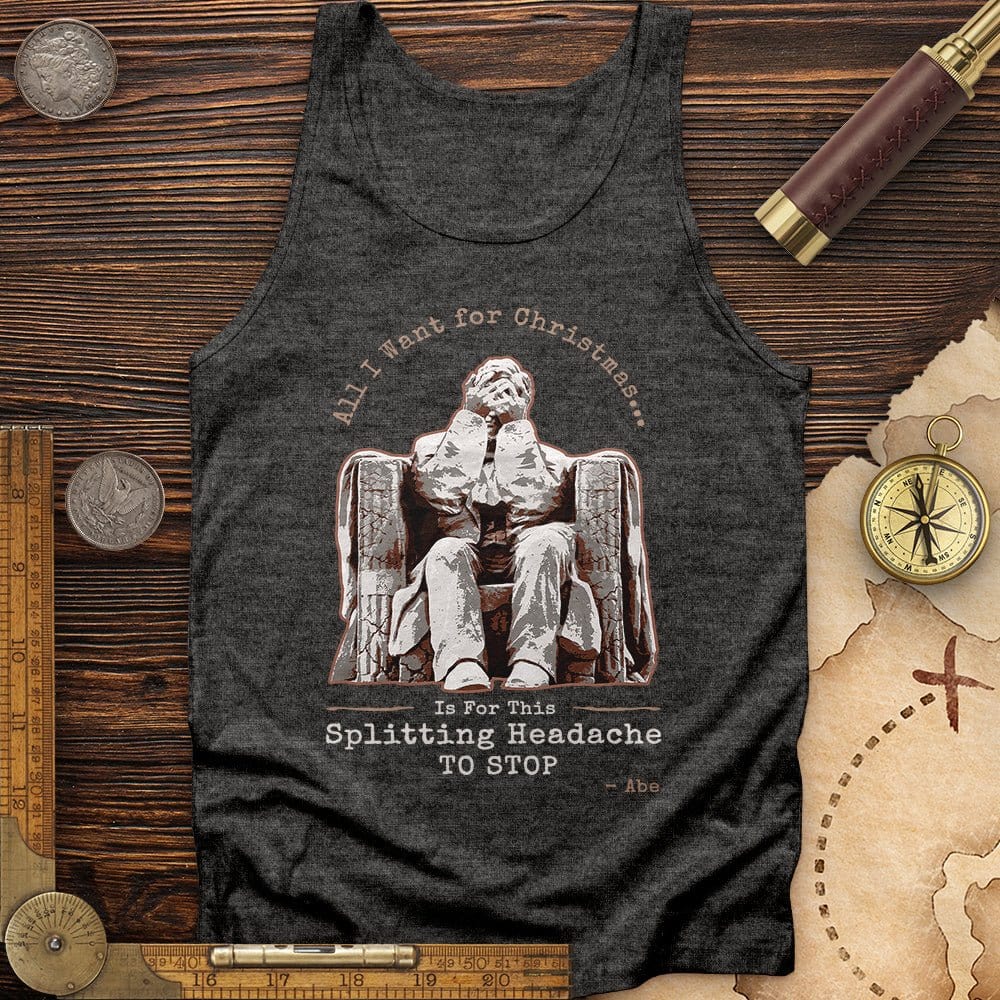 Abe Lincoln Christmas Tank Charcoal Black TriBlend / XS