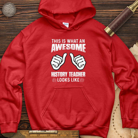 Awesome History Teacher Hoodie Red / S