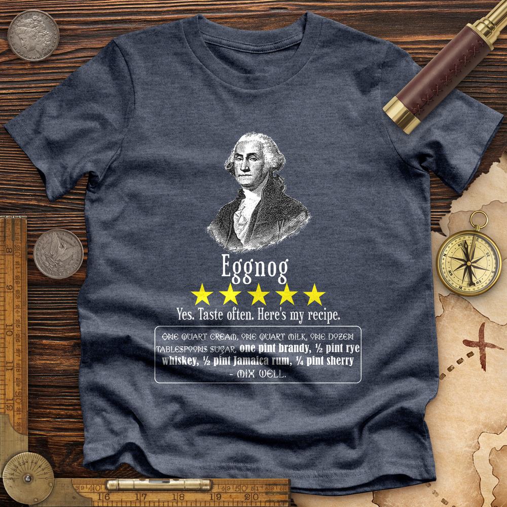 Eggnog George Washington Premium Quality Tee Heather Navy / S