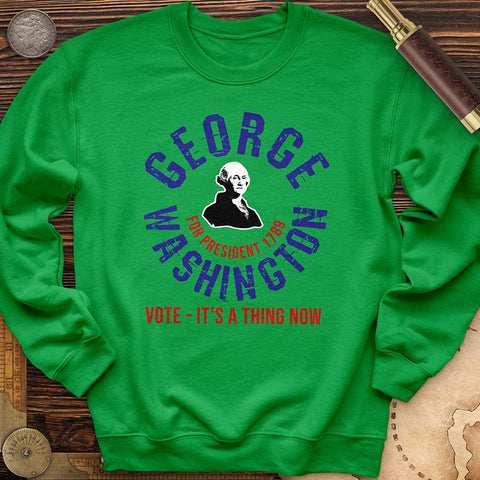 George Washington For President Crewneck Irish Green / S