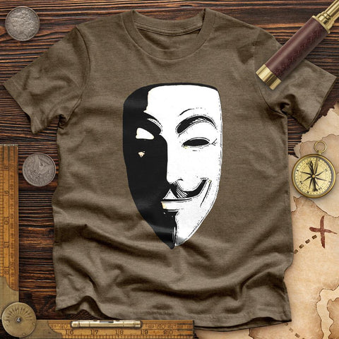 Guy Fawkes Mask High Quality Tee Heather Olive / S