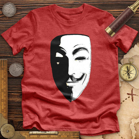 Guy Fawkes Mask High Quality Tee Heather Red / S