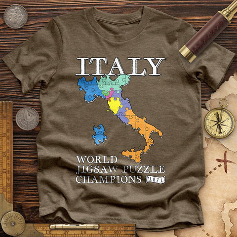 Italy Jigsaw Puzzle High Quality Tee Heather Olive / S