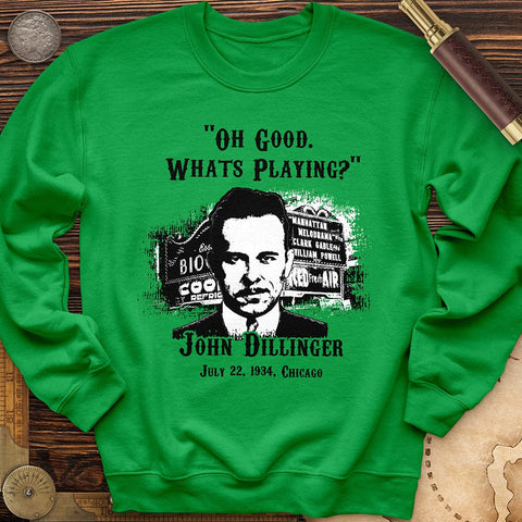 John Dillinger Let's Go To Movies Crewneck Irish Green / S