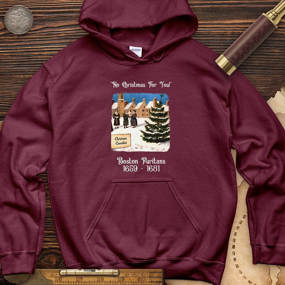 Puritans Banned Xmas Boston Hoodie Maroon / S