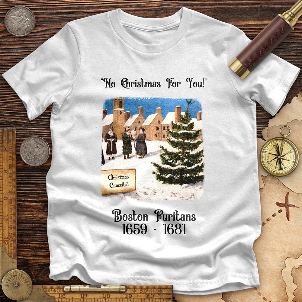 Puritans Banned Xmas Boston Premium Quality Tee White / S