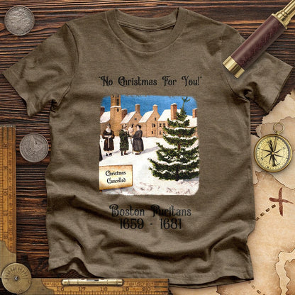 Puritans Banned Xmas Boston Premium Quality Tee Heather Olive / S