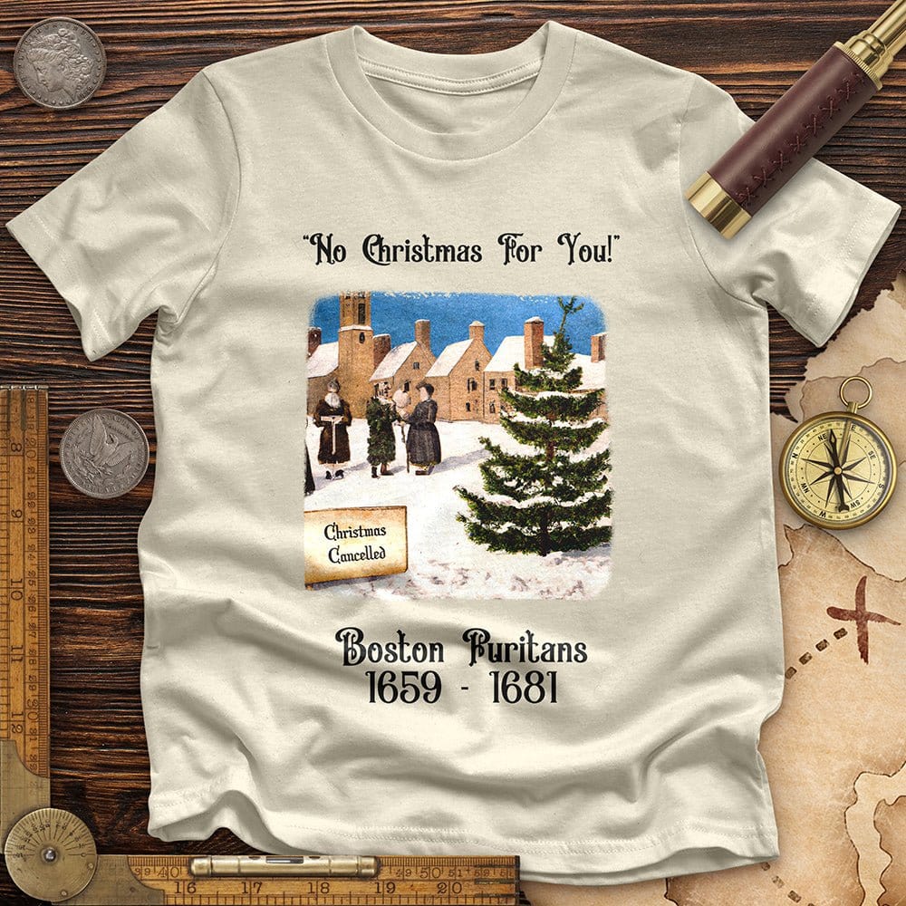 Puritans Banned Xmas Boston Premium Quality Tee Natural / S