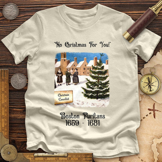 Puritans Banned Xmas Boston Premium Quality Tee Natural / S