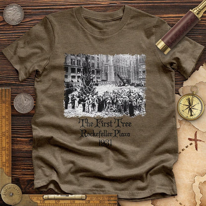 Rockefeller XMas Tree Premium Quality Tee Heather Olive / S