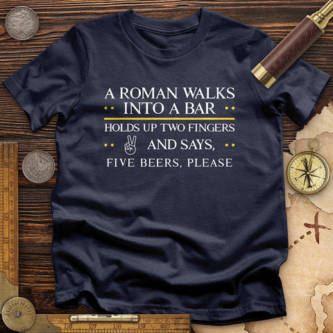 Roman Walks Into a Bar T-Shirt Navy / S