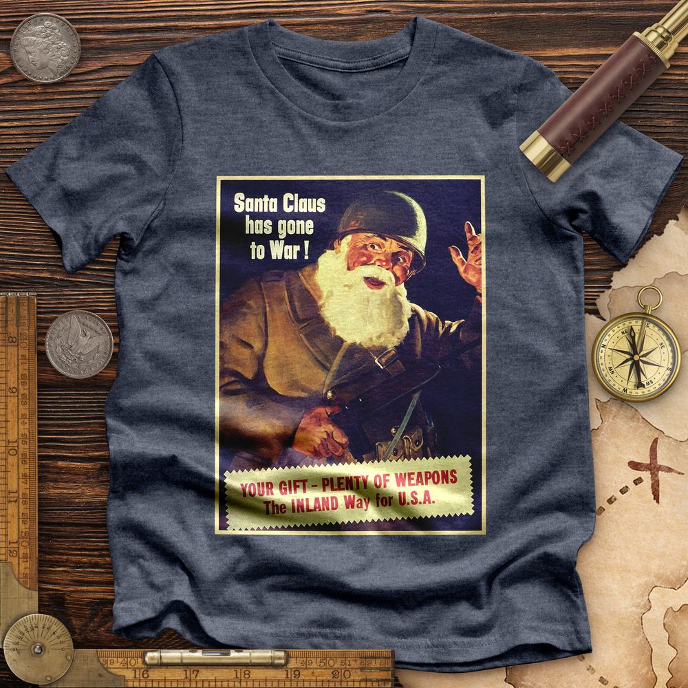 Santa Has Gone To War High Quality Tee Heather Navy / S