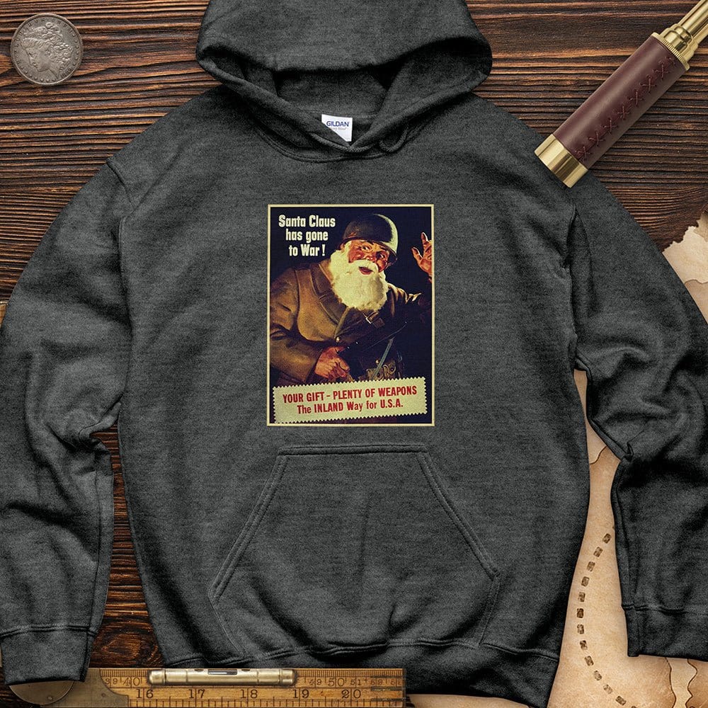 Santa Has Gone To War Hoodie Dark Heather / S